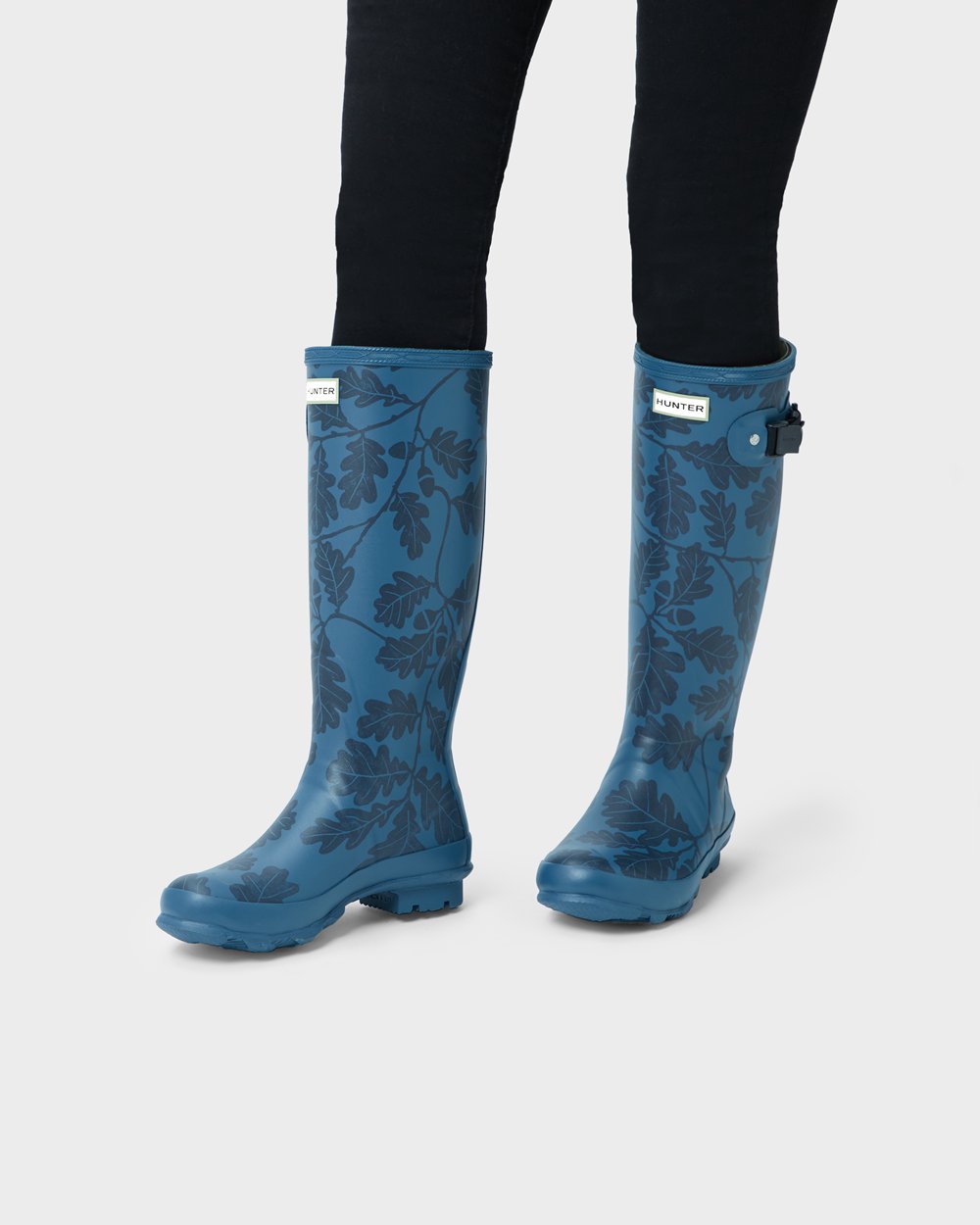 Galochas Altas Hunter Feminina Azuis - National Trust Print Norris Field - 02ROGUDVN